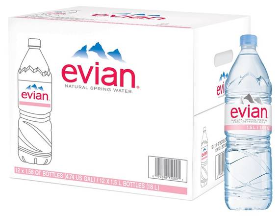 Order Evian 1.5 Liter (12 pack) food online from Fresko Market store, Miami on bringmethat.com