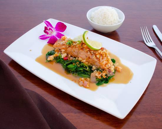 Order Sizzling Salmon food online from Thai Essence Restaurant store, Nutley on bringmethat.com