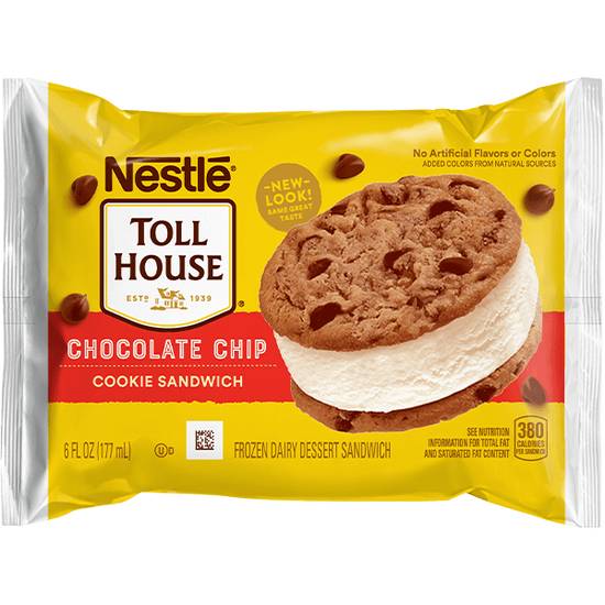 Order Nestle Tollhouse Vanilla Ice Cream Chocolate Chip Cookie Sandwich 6oz food online from Caseys Carry Out Pizza store, Davenport on bringmethat.com