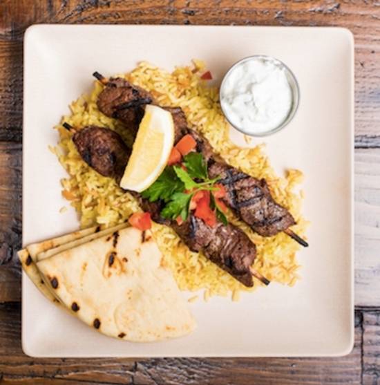 Order Steak Souvlaki food online from The Great Greek Mediterranean Grill store, Westminster on bringmethat.com