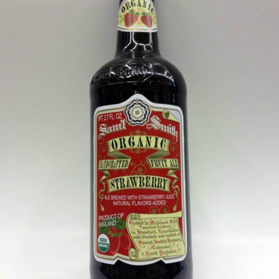 Order SAMUEL SMITH'S ORGANIC STRAWBERRY 18oz food online from Rocky Liquor store, Claremont on bringmethat.com