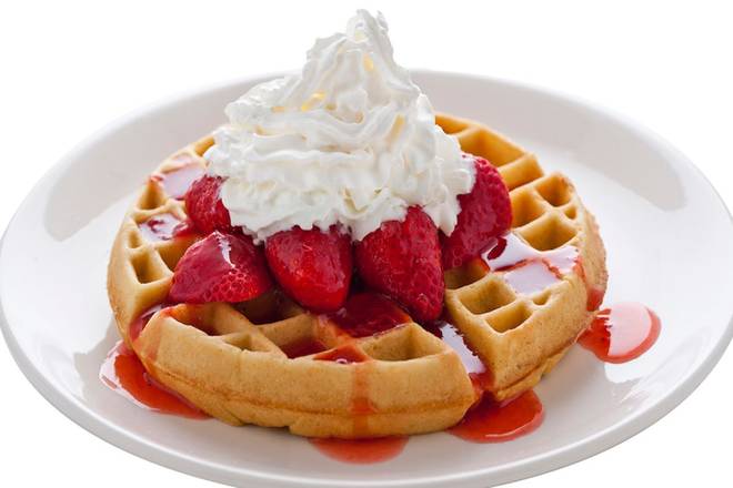 Order Strawberry or Banana Belgian Waffle food online from Broken Yolk Cafe store, San Marcos on bringmethat.com