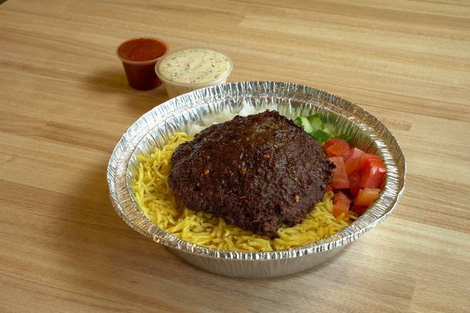 Order Chapli Kabab Over Rice food online from Gyro King store, Houston on bringmethat.com