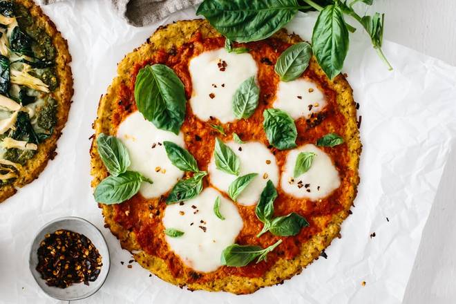 Order Margherita - Cauliflower 10" food online from Amore Pizzeria store, Clearwater on bringmethat.com