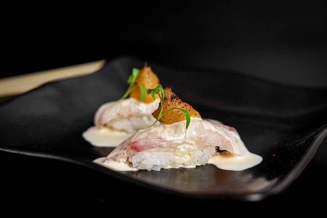 Order Nigiri Corvina Acevichado (2 pieces) food online from Sushiato store, Miami on bringmethat.com