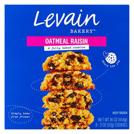 Order Levain Bakery Oatmeal Raisin Frozen Fully-Baked Cookies 8ct food online from Everyday Needs by Gopuff store, Tampa on bringmethat.com