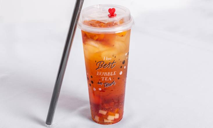 Order KOBE PEACH TEA WITH FRUIT JELLIES food online from Kobe Japanese Steakhouse & Sushi Bar store, Orlando on bringmethat.com
