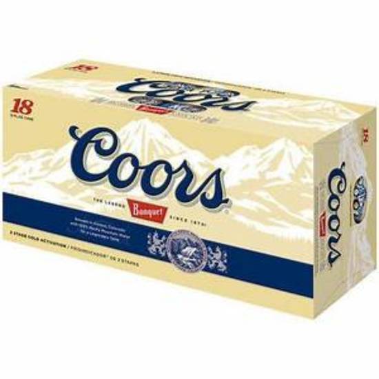 Order COORS BANQUET 18-12OZ CANS food online from Rocky Liquor store, Claremont on bringmethat.com
