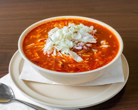 Order Pozole Rojo food online from Los Burritos Tapatios store, Naperville on bringmethat.com