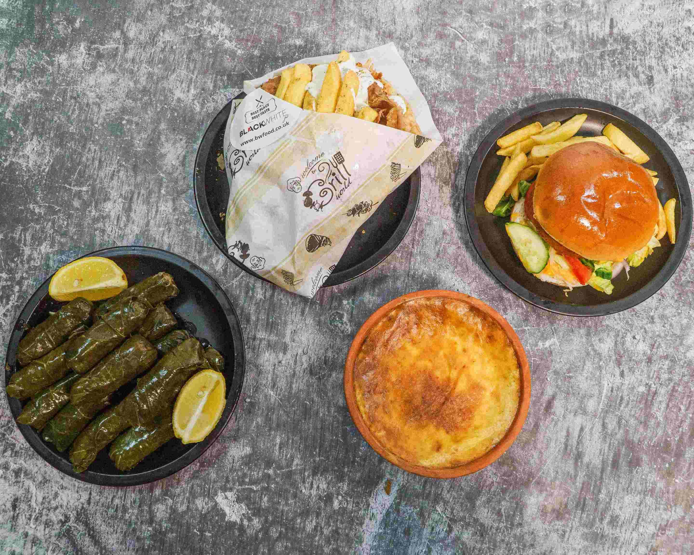 Black and White food Menu Takeaway in Atherton Delivery Menu