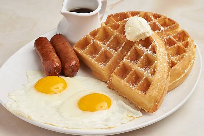 Order Belgian Waffle & Eggs  food online from Silver Diner store, Falls Church on bringmethat.com