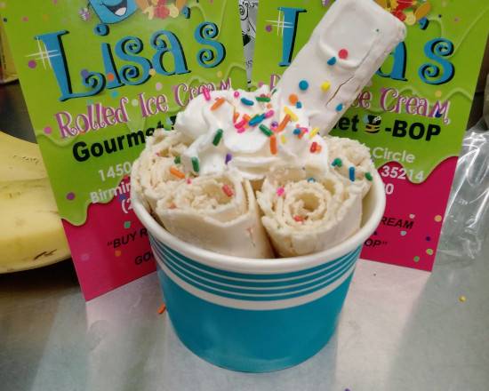 Order Birthday Cake Ice Cream food online from Lisa Rolled Ice Cream store, Birmingham on bringmethat.com