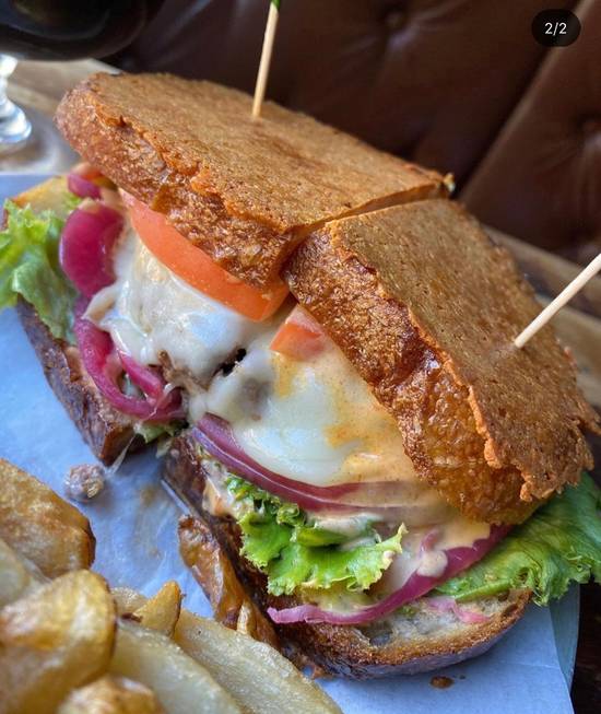 Order Parmesan Crusted Burger food online from Harlem Public-North End store, New York on bringmethat.com