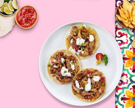 Order Al Pastor Tacos (3 pcs) food online from Fuego Mexican Grill store, Lakewood on bringmethat.com