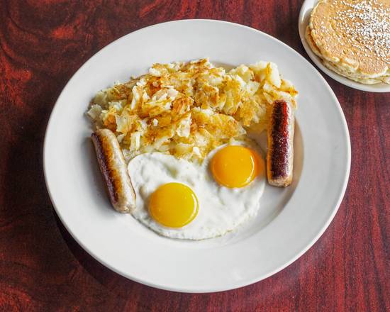 Order 2 Eggs with Bacon, Sausage Links, Patties or  Canadian Bacon  food online from Brookfieldbreakfast store, Brookfield on bringmethat.com