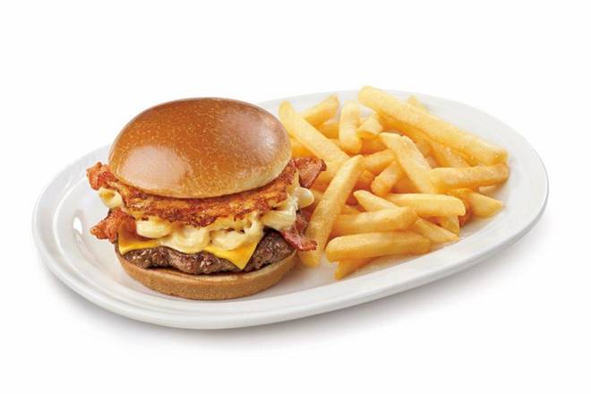 Order Bacon Mac N' Cheese Burger food online from Friendly store, Johnstown on bringmethat.com