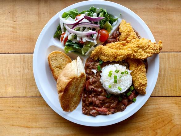 Order RED BEANS & RICE PLATE food online from Jed Local Louisiana Poboys store, Baton Rouge on bringmethat.com