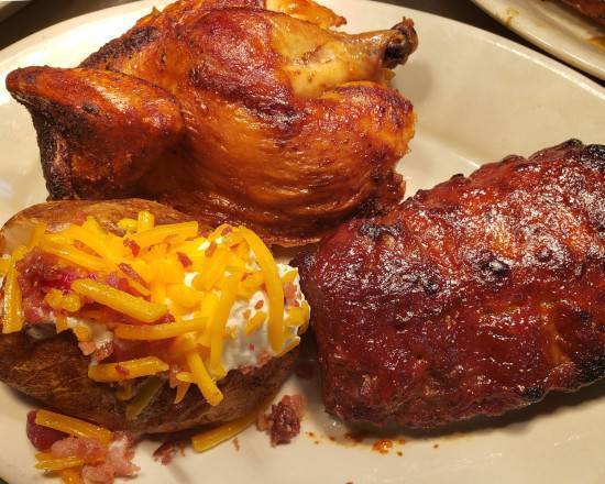 Order Chicken and Ribs Combo food online from Harold Seltzer Steakhouse store, St. Petersburg on bringmethat.com