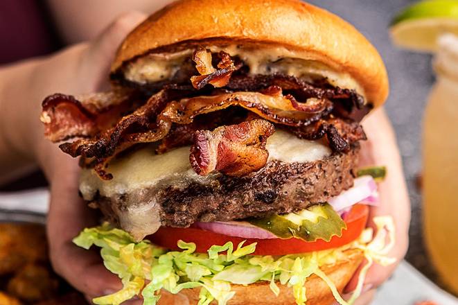 Order Bacon Cheeseburger on Steroids* food online from #204 Bad Daddy Burger Bar store, Greenwood Village on bringmethat.com