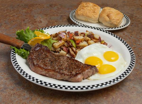 Order 10 oz New York Steak & Eggs food online from Black Bear Diner store, Rohnert Park on bringmethat.com