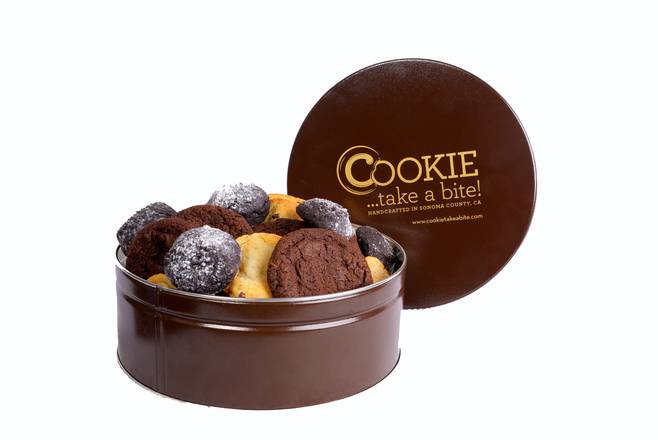 Order Chocolate Lovers Premium Cookie Tin (25 pcs) food online from Cookie...take a bite store, Santa Rosa on bringmethat.com