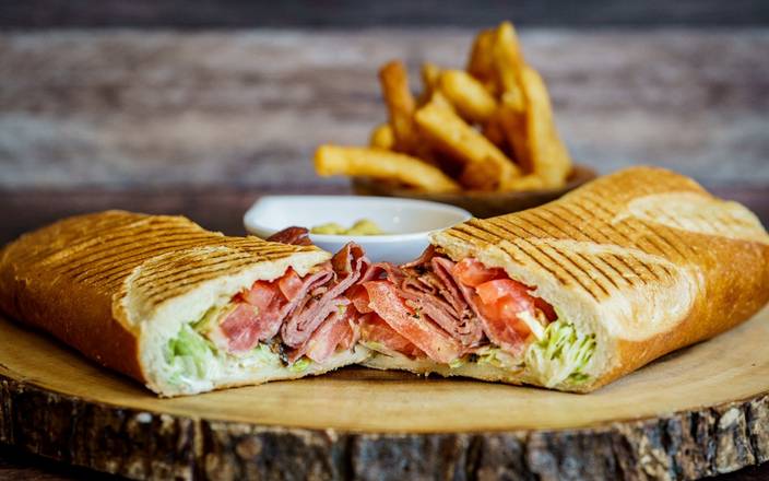 Order Pastrami Panini food online from Holy Schnitzel store, Roseland on bringmethat.com