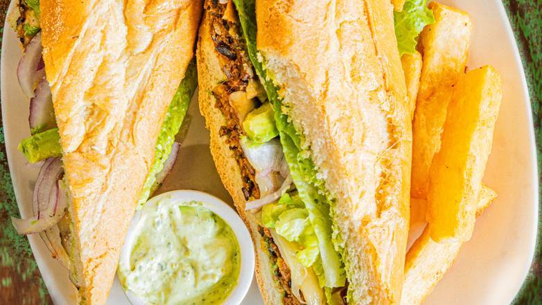 Order Chipotle Black Bean & Corn Patty Sandwich food online from Geo's Cuban store, Seattle on bringmethat.com