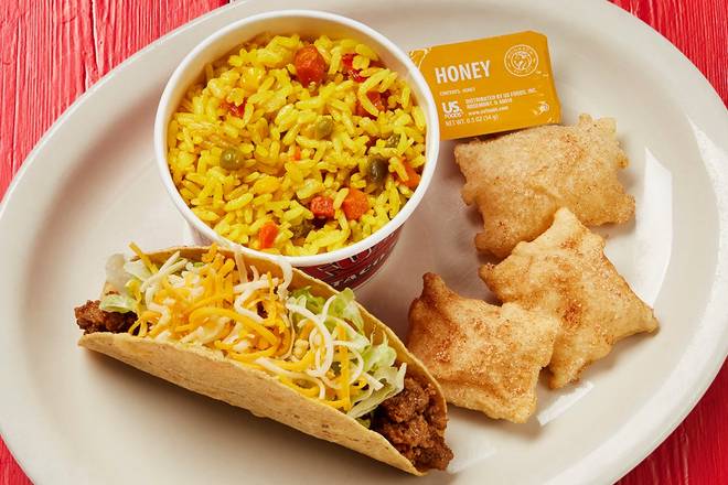 Order Kids' Taco Plate food online from Fuzzy's Taco Shop store, Beaumont on bringmethat.com