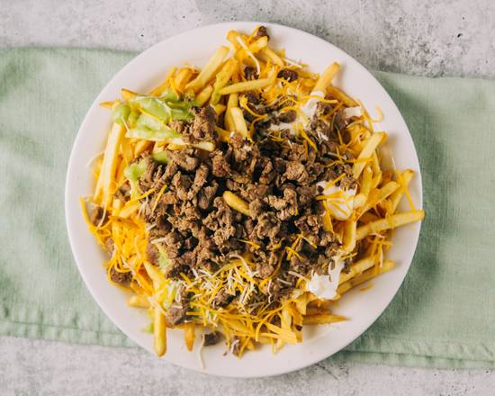 Order 1/2 Carne Asada Fries food online from Betos Mexican Restaurant store, Salt Lake City on bringmethat.com