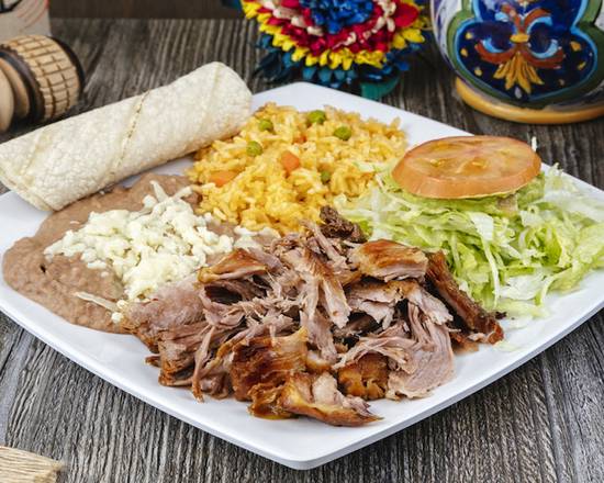 Order Carnitas Plate food online from Casa Garcia store, Pico Rivera on bringmethat.com