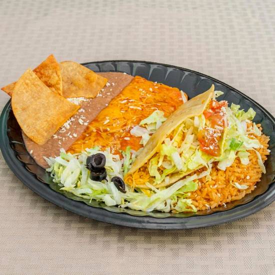 Order #14 - One Taco & One Cheese Enchilada food online from EL Indio Mexican Restaurant store, San Diego on bringmethat.com