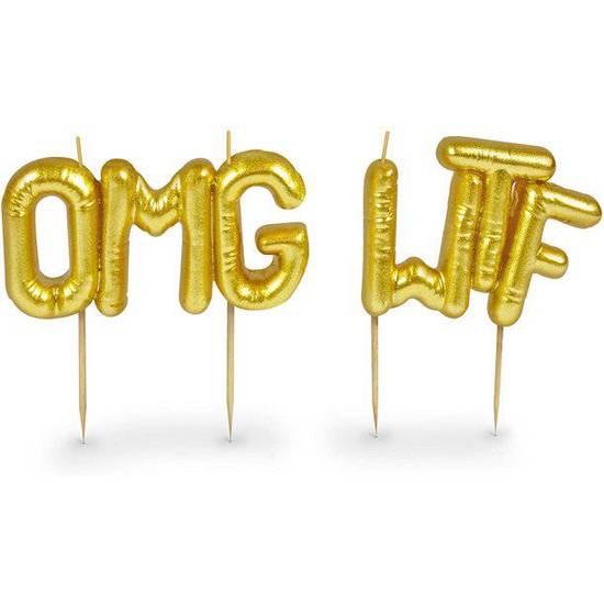 Order OMG WTF Candle in Metallic Gold food online from Lb Cake Stop store, Baldwin Park on bringmethat.com