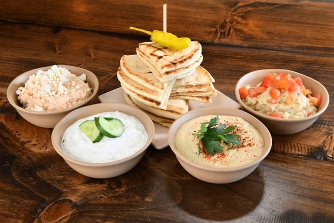 Order Four Dip Combo food online from The Great Greek Mediterranean Grill store, Westminster on bringmethat.com