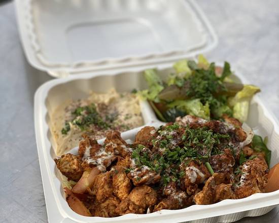 Order Chicken Shawarma Plate food online from Mediterranean Wraps store, Palo Alto on bringmethat.com