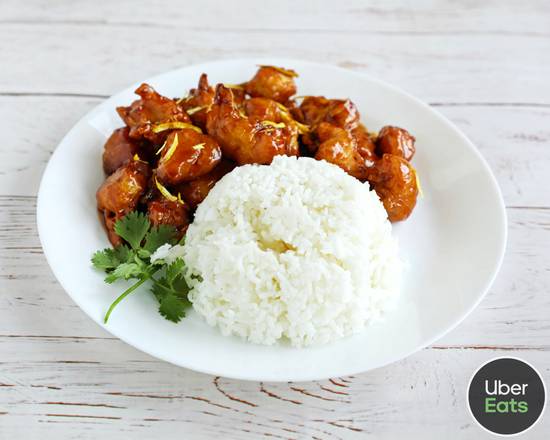 Order Orange Chicken with White Rice food online from Zen Deli store, Fort Myers on bringmethat.com