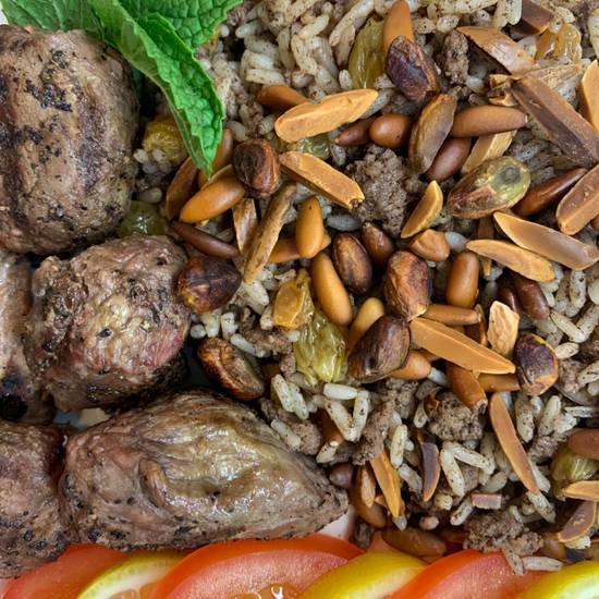 Order  Grilled Kabob Platter with Ground Meat Rice   GF food online from Mediterraneaneat All With Olive Oil store, Dallas on bringmethat.com