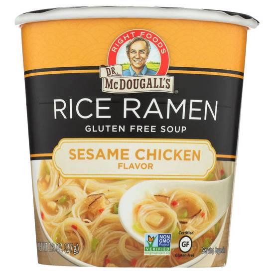 Order Dr. McDougall's Sesame Chicken Gluten Free Rice Noodle Soup Cup 1.3oz food online from Everyday Needs by Gopuff store, Tampa on bringmethat.com