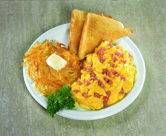 Order Senior's Ham Scrambled food online from Fryn' Pan store, Fargo on bringmethat.com