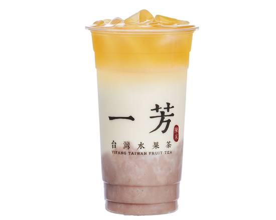 Order Fresh Taro Green Tea Latte / 鮮芋頭綠茶鮮奶 food online from Yifang Taiwan Fruit Tea store, SF on bringmethat.com