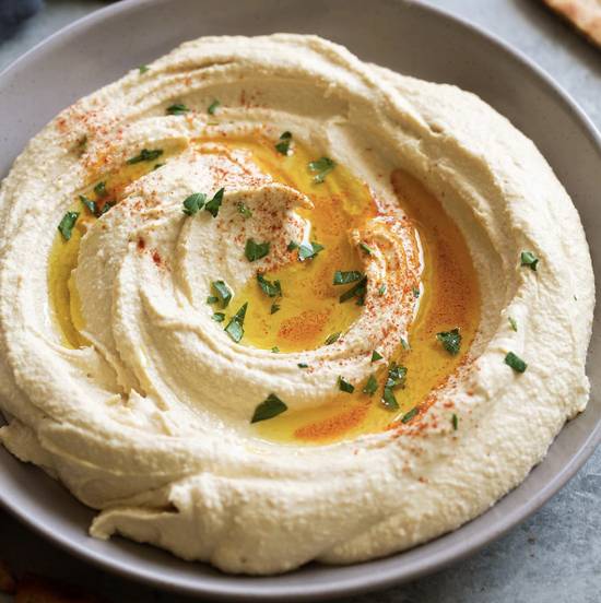 Order Hummus Platter food online from Holy Schnitzel store, Roseland on bringmethat.com