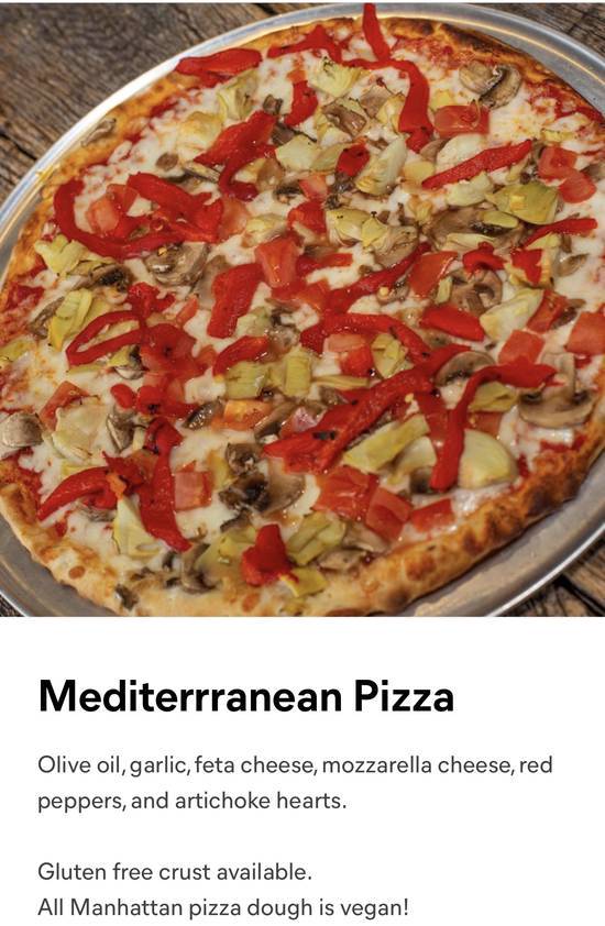 Order Mediterranean Pizza food online from Manhattan Pizza store, Fairfax on bringmethat.com
