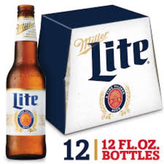 Order MILLER LITE 12oz 12PK BOTTLES  food online from Duke Liquor & Jr. Market store, Los Angeles on bringmethat.com