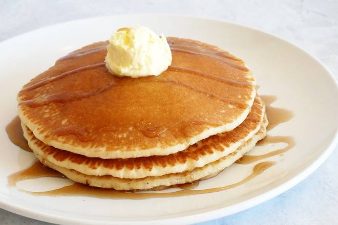 Order Full Stack Pancakes (3) food online from The Broken Yolk Cafe  store, San Diego on bringmethat.com