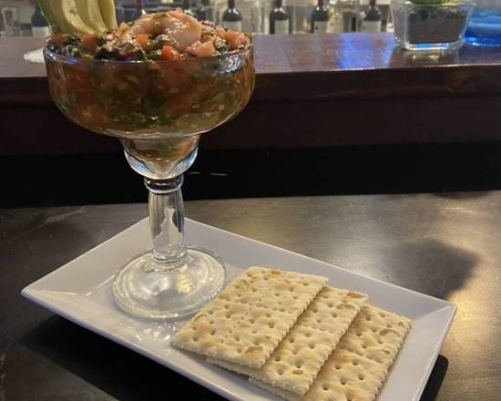 Order Shrimp ceviche - Ceviche Costeño con galletas + 1 Coca Cola Gratis food online from Medellin Restaurant store, Coconut Creek on bringmethat.com