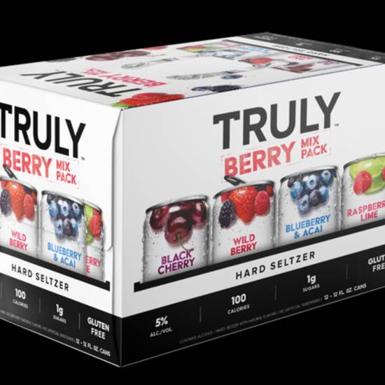 Order Truly Berry Hard Seltzer Mixed Pack (12 fl. oz. can, 12 pk.) food online from Rocky Liquor store, Claremont on bringmethat.com