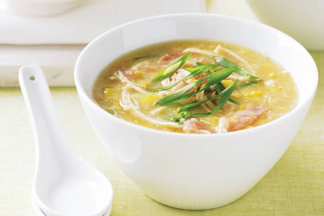 Order Chicken Corn Soup Small food online from Hong Kong Alleys Kitchen store, Union Park on bringmethat.com