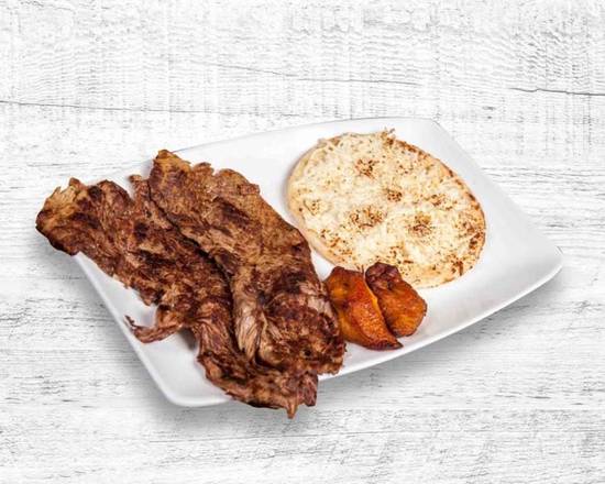 Order Carne Asada Con Arepa Con Queso food online from Noches De Colombia store, Fairview on bringmethat.com