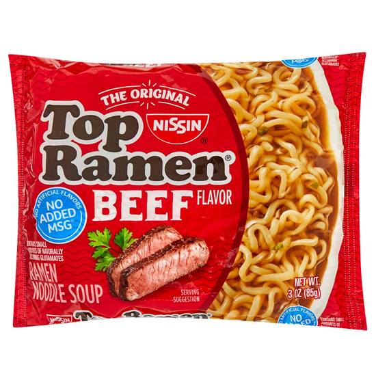 Order Nissin Top Ramen Beef Flavor Ramen Noodle soup 3oz food online from Everyday Needs by Gopuff store, St. Petersburg on bringmethat.com
