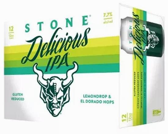 Order Stone Delicious IPA Beer - 12pk/12 fl oz Cans (7.7% ABV) food online from Silver Liquor Market store, Los Angeles on bringmethat.com