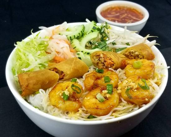 Order B6. Grilled Shrimp & Spring Roll  food online from Saigon Noodle & Grill store, Orlando on bringmethat.com